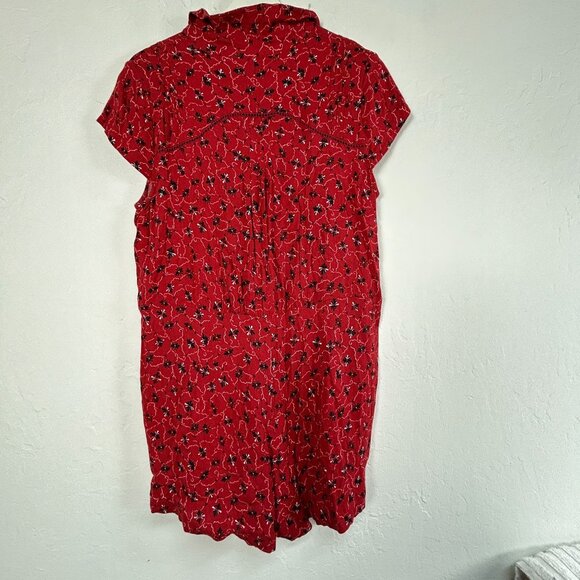 Free People Womens Debby Dot Romper Size Medium Red Floral Short Sleeve Casual - Picture 2 of 9